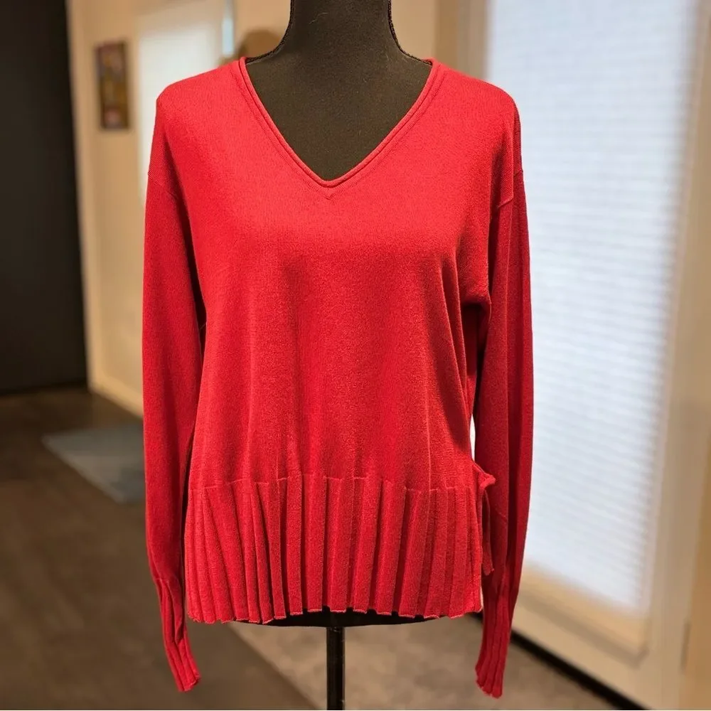 Planet by Lauren G Red Stripe Longsleeve Top